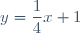 y = \dfrac{1}{4} x + 1